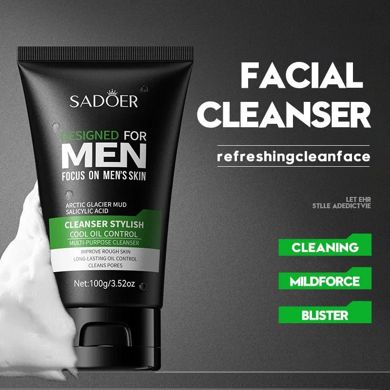 SADOER Arctic Glacier Mud Salicylic Acid Cleanser for Men – Deep Clean, Oil Control & Pore Purifying Formula ( The Savings Spot Sale )