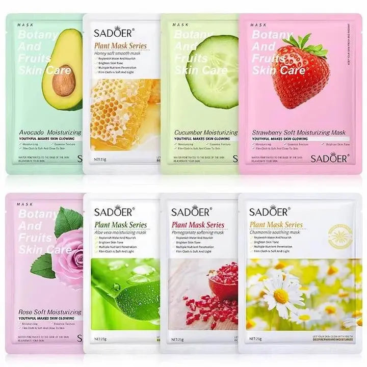 Sheet Mask Variety Pack - 8 Hydrating & Brightening Masks