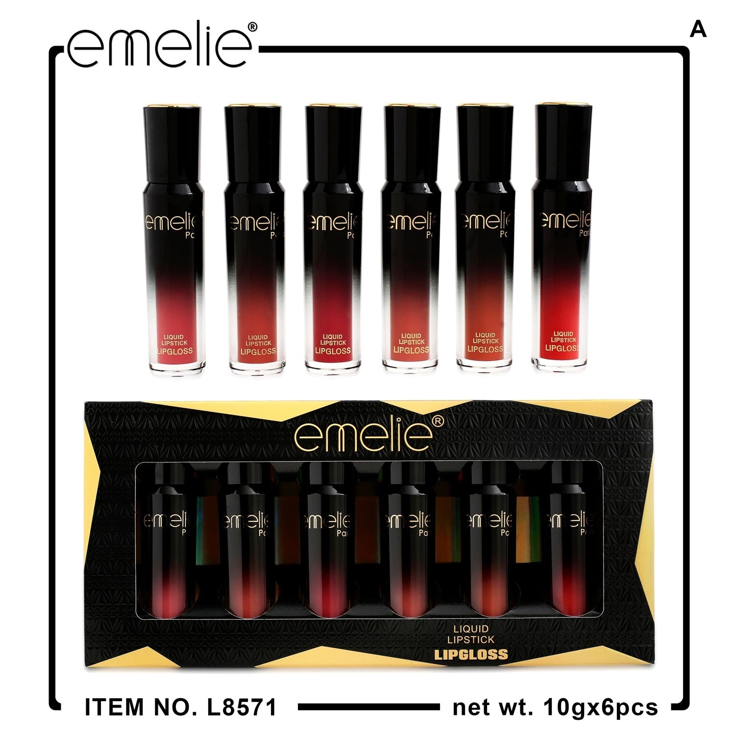 Emelie Liquid Lip Gloss – 6pc Set