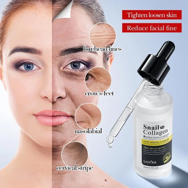 SADOER Snail Collagen Anti-Wrinkle Serum – Repair, Firm & Restore Youthful Skin ( The Savings Spot Sale )
