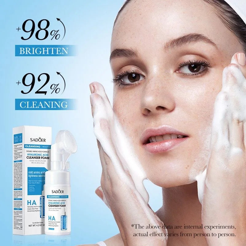 SADOER Hyaluronic Acid Cleanser Foam – Double Amino Acid Formula | Cleansing Mousse ( The Savings Spot Sale )