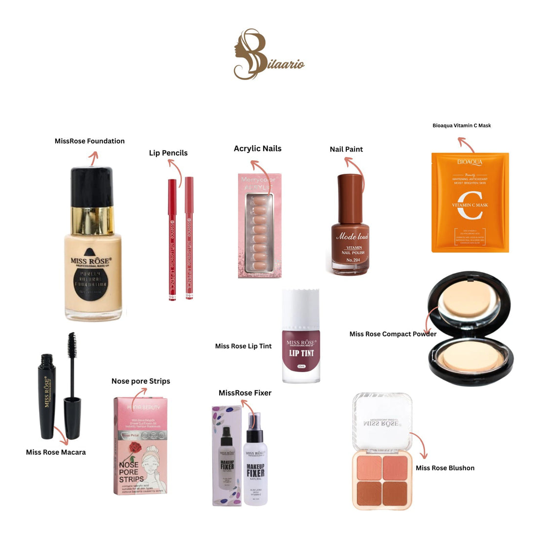 Miss Rose Everyday Glam Beauty Bundle Set of 11